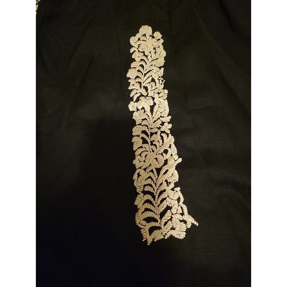 J. Marie Dress Embroidered Black Cream Extra Small Mexico XS - Picture 5 of 9